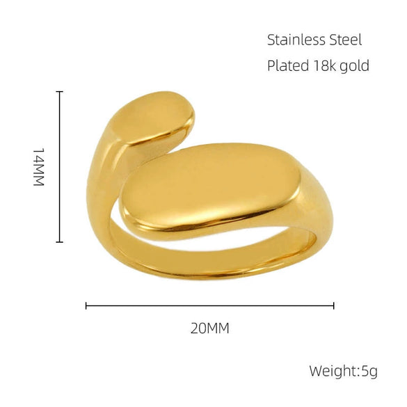 Women's 316L Stainless Steel Geometric Opening Ring Jewelry With Electroplating Design