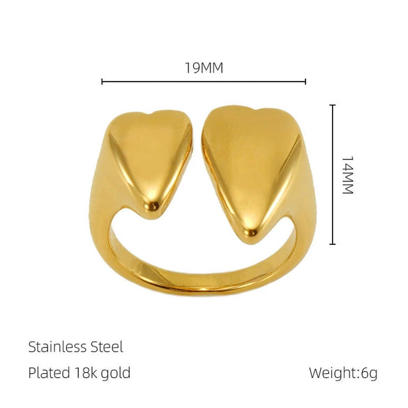 Women's 316L Stainless Steel Geometric Opening Ring Jewelry With Electroplating Design