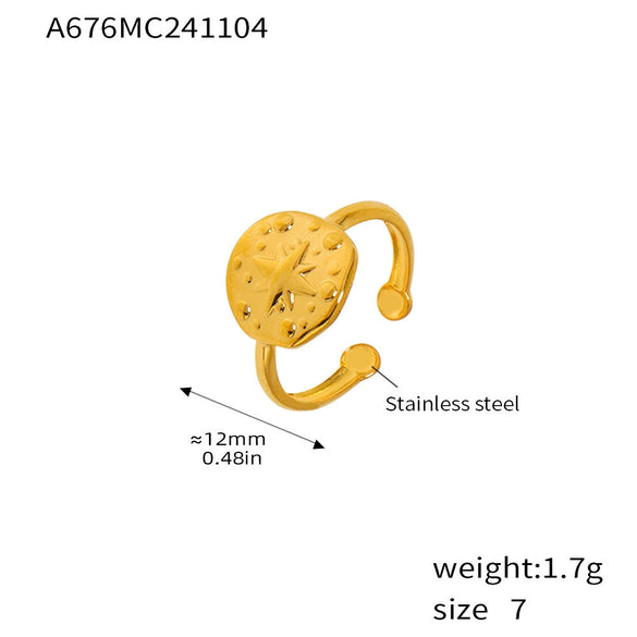 Women's 316L Stainless Steel Geometric Opening Ring 18K Gold Plated Daily Niche Accessories
