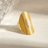 Women's Stainless Steel Geometric Oval Ring With Electroplating Light Luxury Style
