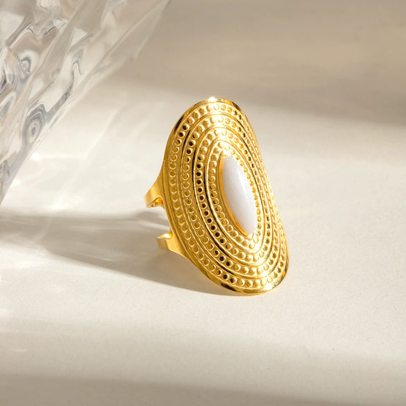 Women's Stainless Steel Geometric Oval Ring With Electroplating Light Luxury Style
