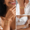 Women's Stainless Steel Geometric Paper Clip And Cuban Chain Bracelet Stacking Set With Adjustable Electroplated Design