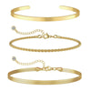 Women's Stainless Steel Geometric Paper Clip Twist Millet Bead Bracelet Set With Electroplated Fashion Design