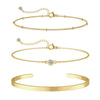 Women's Stainless Steel Geometric Paper Clip Twist Millet Bead Bracelet Set With Electroplated Fashion Design