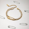 Women's Stainless Steel Geometric Pattern Electroplated Double Layer Bracelet