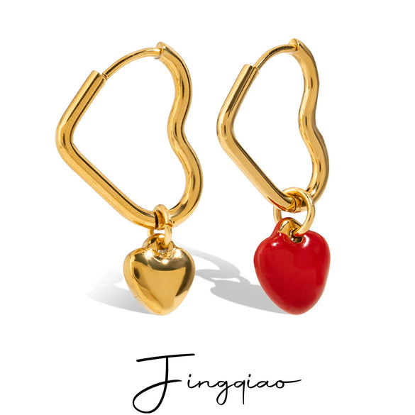 Women's Stainless Steel Geometric Pattern Pin Plated 18K Gold Light Luxury Niche Love Pendant Earrings
