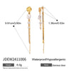 Women's Stainless Steel Geometric Pearl White Zircon Claw Chain Hammer Grain Disc Tassel Earrings With Electroplating