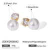 Women's Stainless Steel Geometric Pearl Zircon Earrings With Electroplating