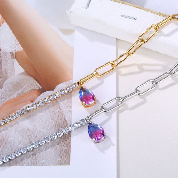 Women's Stainless Steel Geometric Pendant Clavicle Necklace With Electroplated Natural Style Design