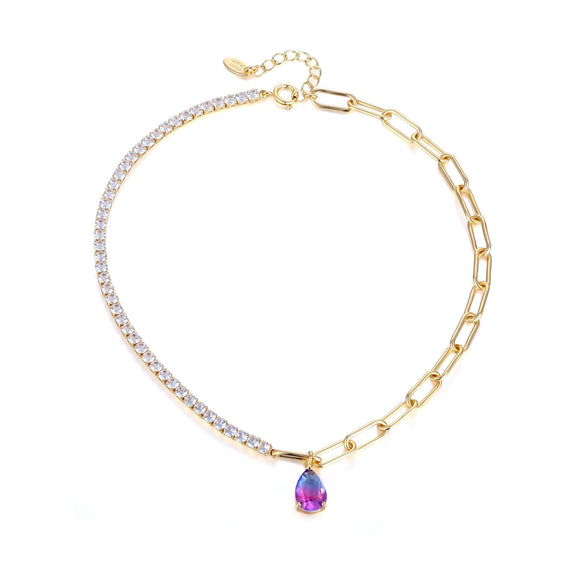 Women's Stainless Steel Geometric Pendant Clavicle Necklace With Electroplated Natural Style Design
