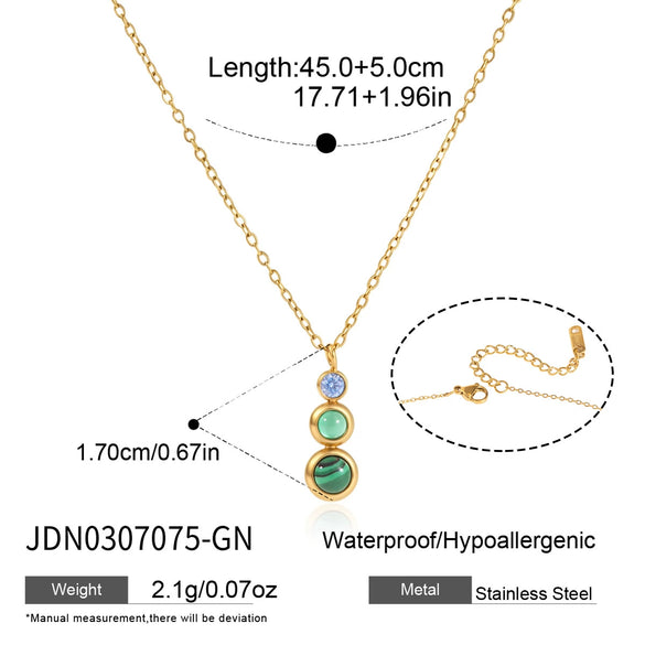 Women's Stainless Steel Geometric Pendant Necklace With Layered Clavicle Chain And Pvd Gold Plating