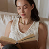 Women's Stainless Steel Geometric Pendant Necklace With Layered Clavicle Chain And Pvd Gold Plating