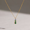 Women's Stainless Steel Geometric Pendant Necklace With Layered Clavicle Chain And Pvd Gold Plating
