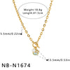 Women's Stainless Steel Geometric Pendant Necklace With Rhinestone And Pearl Accents 18K Vacuum Plated Regular Chain