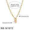 Women's Stainless Steel Geometric Pendant Necklace With Rhinestone And Pearl Accents 18K Vacuum Plated Regular Chain