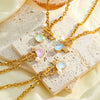 Women's Stainless Steel Geometric Pendant Necklace With Rhinestone And Pearl Accents 18K Vacuum Plated Regular Chain
