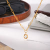 Women's Stainless Steel Geometric Pendant Necklace With Zircon Pvd Real Gold Plated Non Fading Stackable Metal Chain Jewelry
