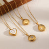 Women's Stainless Steel Geometric Photo Album Pendant O Word Chain Necklace With Electroplating