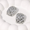 Women's Stainless Steel Geometric Plaid Stud Earrings With Electroplating