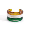 Women’s Stainless Steel Geometric Plated Bangle Bracelet With Acrylic Resin And Diamond Accents
