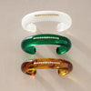 Women’s Stainless Steel Geometric Plated Bangle Bracelet With Acrylic Resin And Diamond Accents