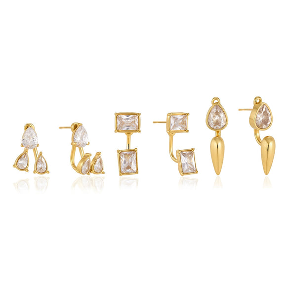 Women's Stainless Steel Geometric Plated Detachable Stud Earrings With Sparkling Diamond Detail Wholesale Jewelry
