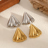 Women's Stainless Steel Geometric Pleated Triangle Electroplated Earrings