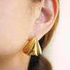 Women's Stainless Steel Geometric Pleated Triangle Electroplated Earrings