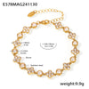 Women's 316L Stainless Steel Geometric Plum Blossom Round Diamond Hand Assembled Zircon Bracelet With Gold Electroplating