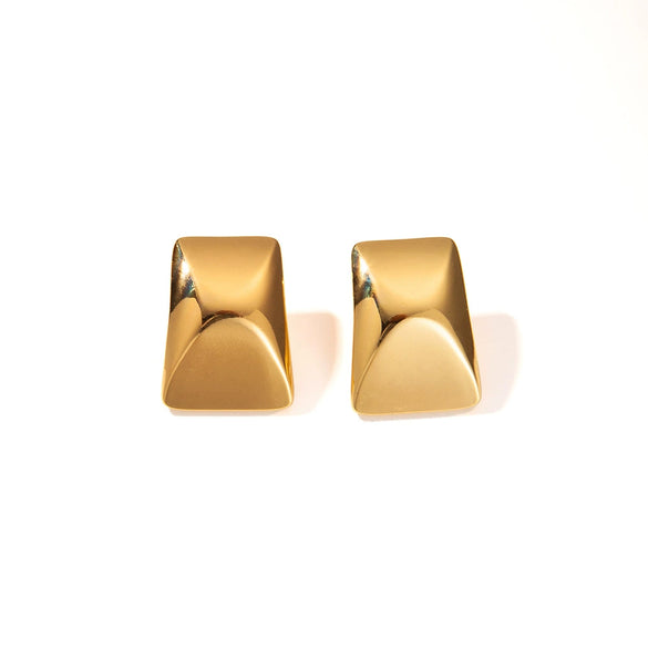Women's Stainless Steel Geometric Rectangular Fashion Earrings 14K Gold Plated