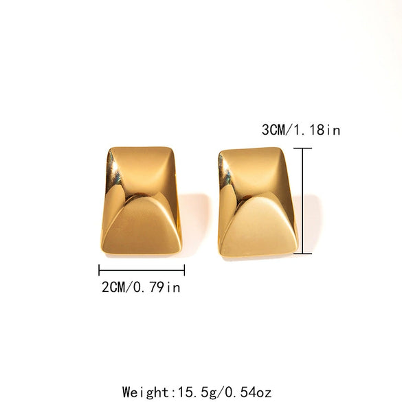 Women's Stainless Steel Geometric Rectangular Fashion Earrings 14K Gold Plated