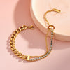 Women's Stainless Steel Geometric Rhinestone Multi Chain Stackable Bracelet With 18K Vacuum Plating