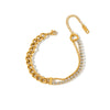 Women's Stainless Steel Geometric Rhinestone Multi Chain Stackable Bracelet With 18K Vacuum Plating