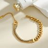 Women's Stainless Steel Geometric Rhinestone Multi Chain Stackable Bracelet With 18K Vacuum Plating