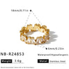 Women's Stainless Steel Geometric Ring With Colorful Zircon And 18K Vacuum Plated Finish Simple Fashion Jewelry