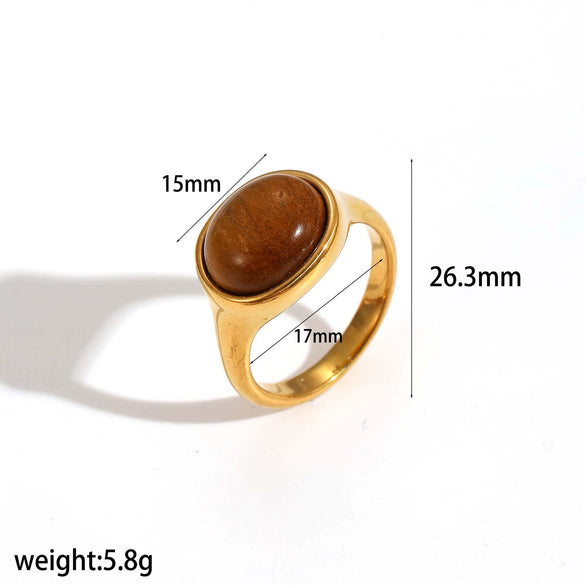 Women's Stainless Steel Geometric Ring With Diamond Encrusted And Electroplated