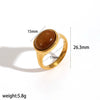 Women's Stainless Steel Geometric Ring With Diamond Encrusted And Electroplated