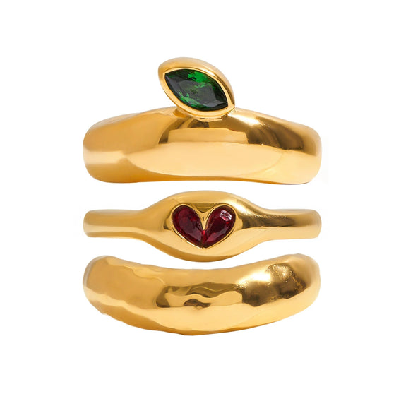 Women's Stainless Steel Geometric Ring With Electroplating And Zircon Original Design