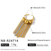 Women's Stainless Steel Geometric Ring With Rhinestone Accents Tassel Detail And 18K Vacuum Plated Non Fading Finish