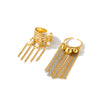 Women's Stainless Steel Geometric Ring With Rhinestone Accents Tassel Detail And 18K Vacuum Plated Non Fading Finish