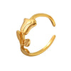 Women's 316L Stainless Steel Geometric Rose Embossed Light Luxury Opening Ring With Electroplating