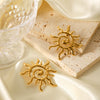 Women's Stainless Steel Geometric Rotating Thread Sun Hollow Earrings With Electroplating