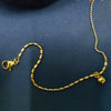Women's Stainless Steel Geometric Round Bead Gold Bean Necklace With Electroplated Design And Rice Grain Wave Bead Chain