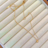 Women's Stainless Steel Geometric Round Bead Gold Bean Necklace With Electroplated Design And Rice Grain Wave Bead Chain