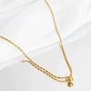 Women's Stainless Steel Geometric Round Bead Gold Bean Necklace With Electroplated Design And Rice Grain Wave Bead Chain