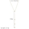 Women's Stainless Steel Geometric Round Bead Tassel Necklace With Encrusted Zircon And Ball Chain 18K Gold Plated
