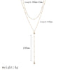 Women's Stainless Steel Geometric Round Bead Tassel Necklace With Encrusted Zircon And Ball Chain 18K Gold Plated
