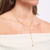 Women's Stainless Steel Geometric Round Bead Tassel Necklace With Encrusted Zircon And Ball Chain 18K Gold Plated