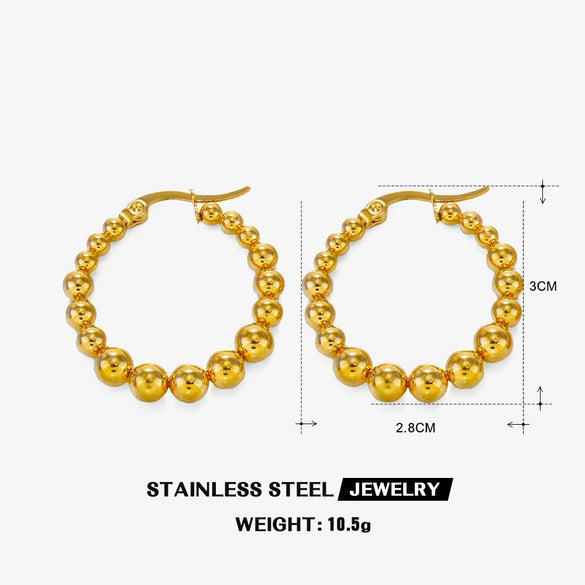 Women's Stainless Steel Geometric Round Bead Twist Electroplated Earrings