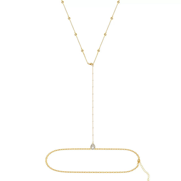 Women's Stainless Steel Geometric Round Bead Waist Chain Adjustable Double Layer Fine Chain Tassel Body Jewelry With Electroplated Finish